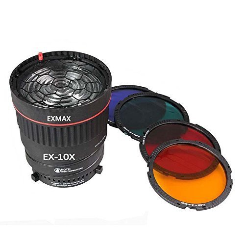 exmax EX-10 X, LED, Studio auto-enfoque lente 10 X Luz de Estudio Focus Mount Lens para ajustar Flash &amp; Luz LED con 4 filtros de color