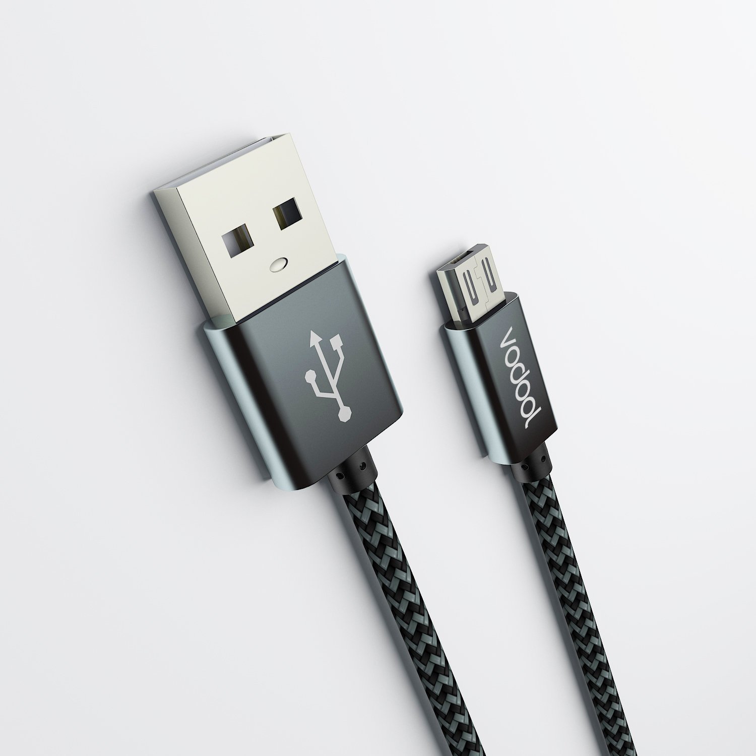 Micro USB Cable, vodool 10ft / 3m Premium Nylon Braided High Speed USB 2.0 A Male to Micro B Fast Charging Cord for Samsung, LG, Motorola, Nexus, HTC, Android Devices and More. (Black)