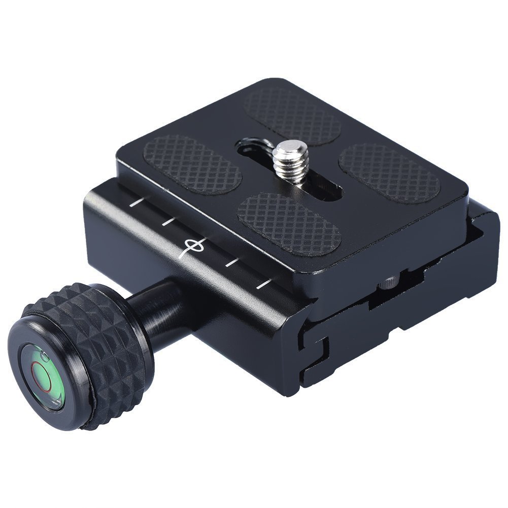 Universal Quick Release Plate QR Square Clamp with Gradienter Arca-Swiss Type Quick Release Plate, Black