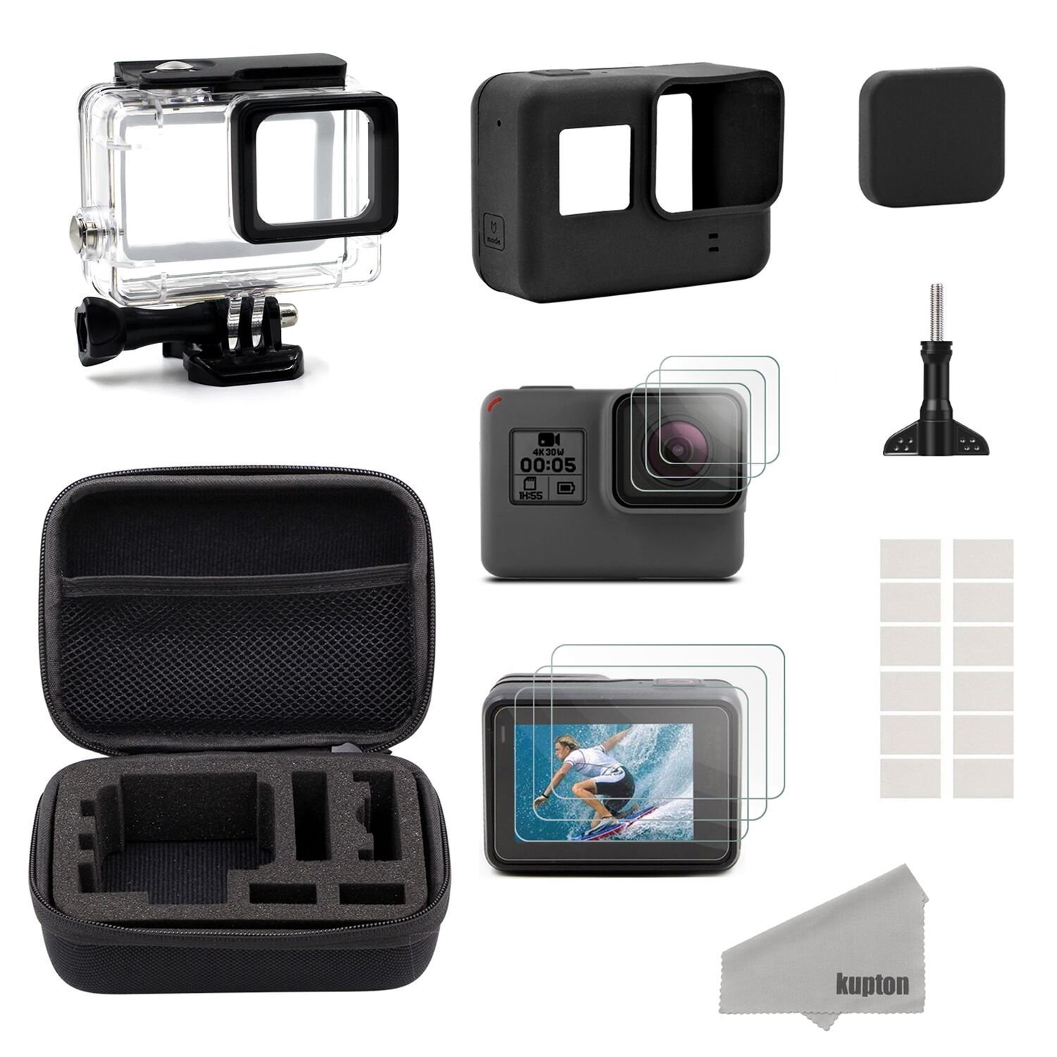 Accessories para GoPro Hero (2018) / 6 / 5 Black Starter Kit Travel Case Small + Housing Case + Screen Protector + Lens Cover + Silicone Protective Case for Go Pro Hero6 Hero5 Outdoor Sport Kit