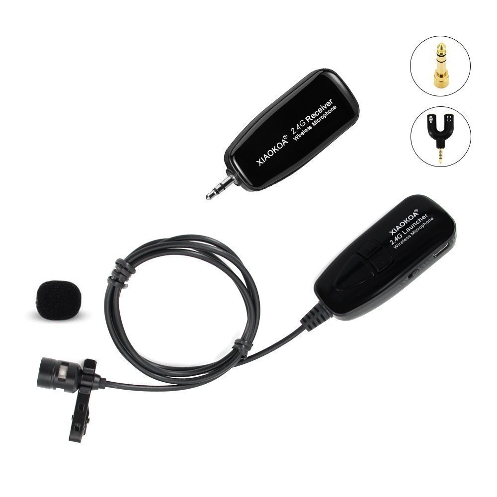 2.4G Wireless Lavalier Microphone, 40m Stable Wireless Transmission, For Voice Amplifier, Camera Recording, Speaker, iPhone Smartphone iPad Recording, Computer