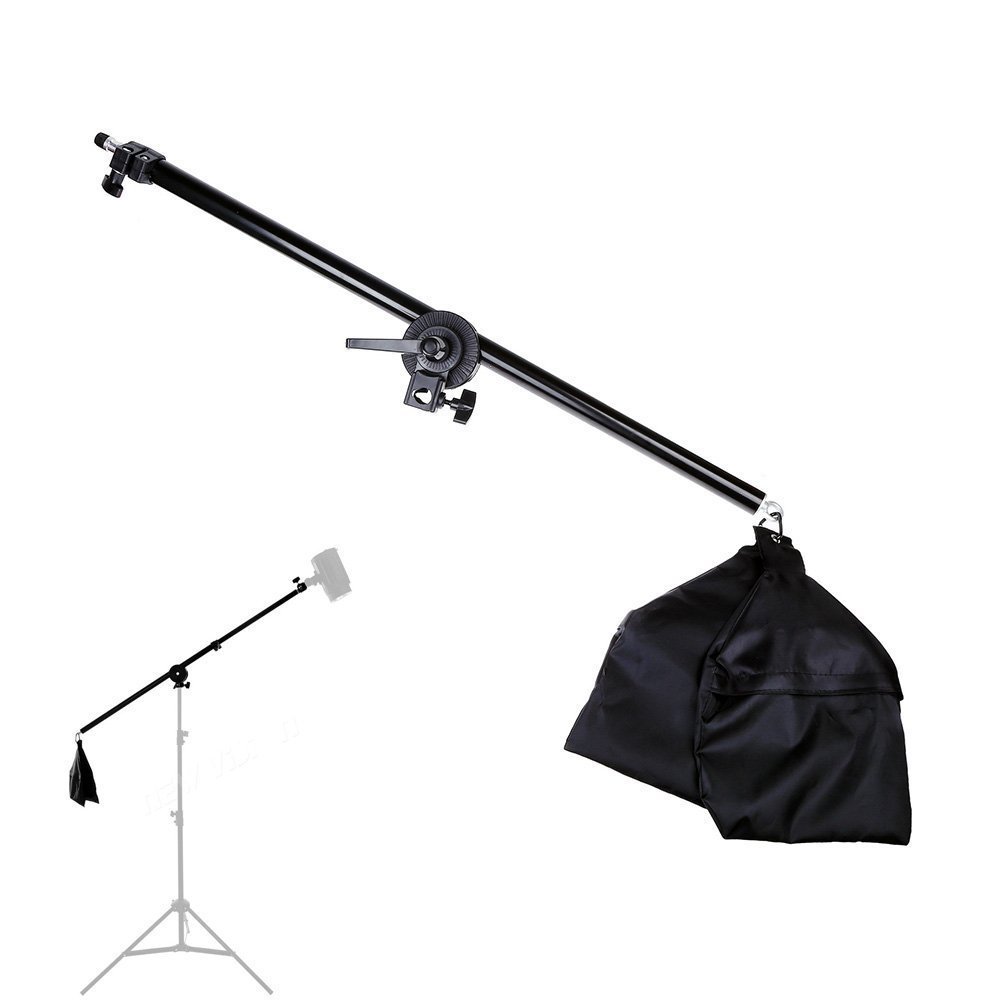 Lightdow 2.5ft to 4.5ft Adjustable Overhead Light Boom Arm with Swivel Tripod Clamp &amp; Counter-weight Bag