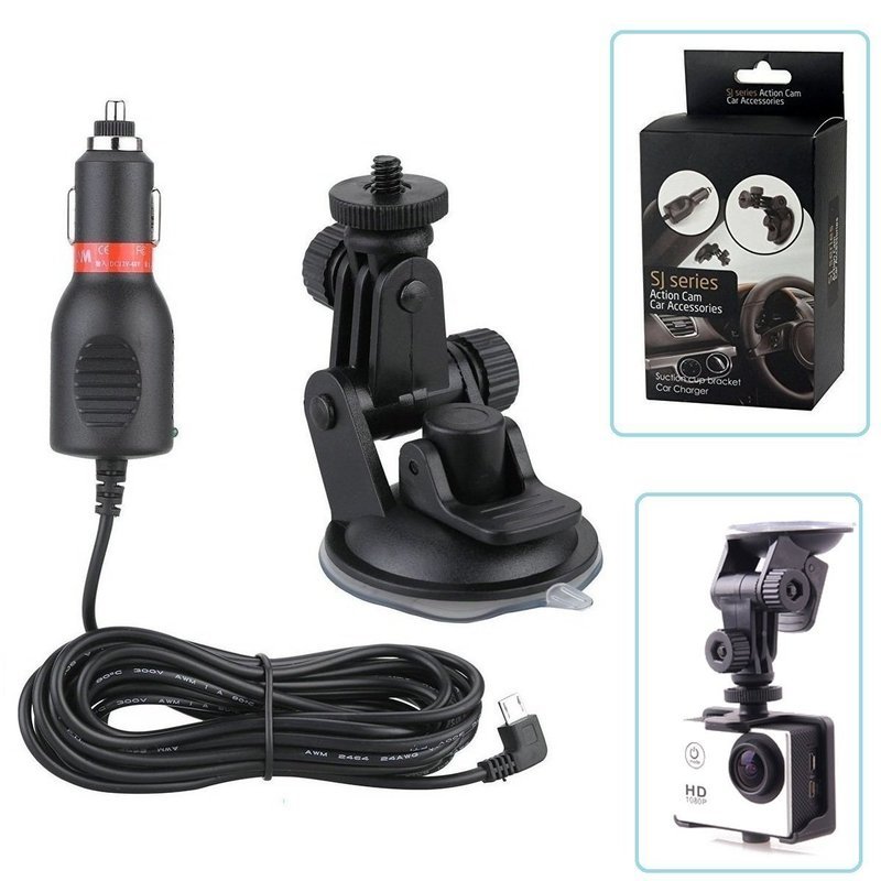 2 in 1 Action Camera Car Charger + Suction Cup Mount