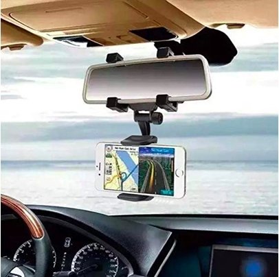 Universal Car Rearview Mirror Mount Holder Stand Cradle Mechanical Clamp for Cell Phone