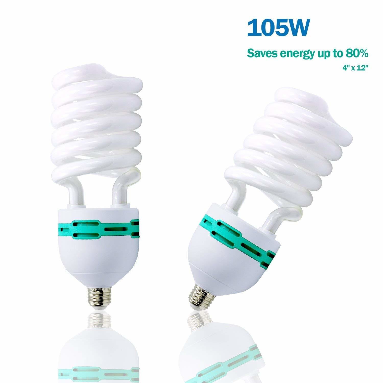 Full Spectrum Light Bulb 105 Watt 6500 Kelvin, Compact Fluorescent CFL Lighting Bulb for Photo Video Studio, Photography Studio. Unidad