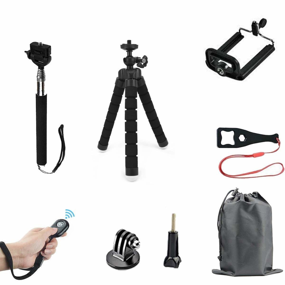 Set: Lightweight Mini Tripod and Universal Smartphone Tripod Adapter,Wireless Remote Shutter,Selfie Stick Tripod,for iPhone,Samsung,Android Phone,Any Smartphone,GOPRO Camera
