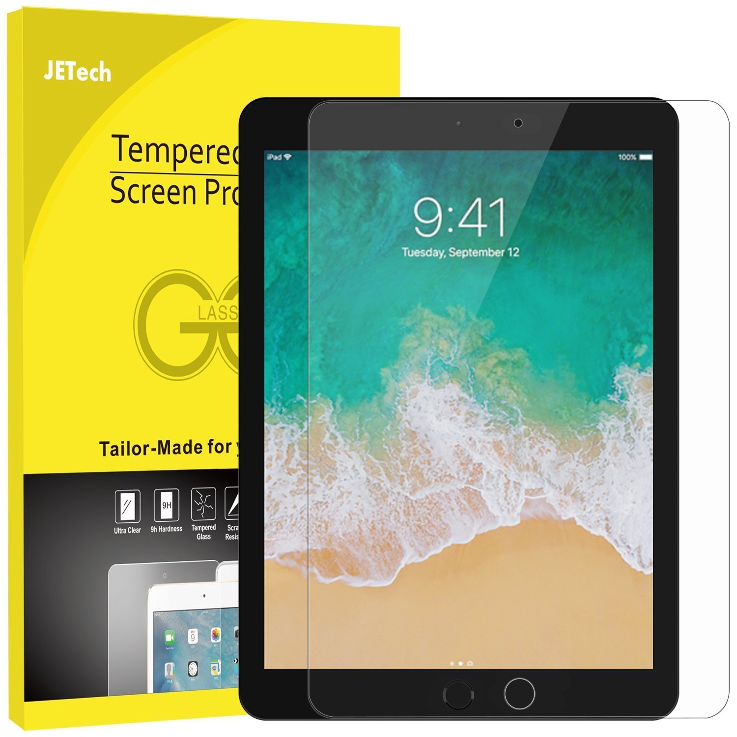 JETech Screen Protector for Apple iPad Pro 12.9 inch (2015 and 2017 Model), Tempered Glass Film
