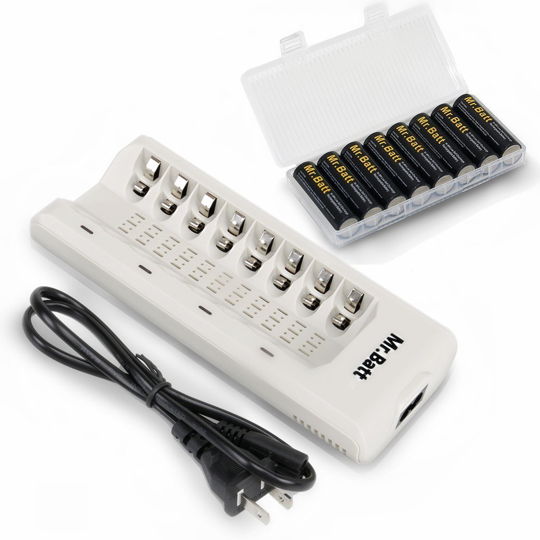 Pilas recargables AA NiMH 2600 mAh pre-charged de larga duración (8-Pack) + Smart AAA AA Cargador de batería​