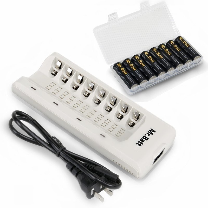 Pilas recargables AA NiMH 2600 mAh pre-charged de larga duración (8-Pack) + Smart AAA AA Cargador de batería​