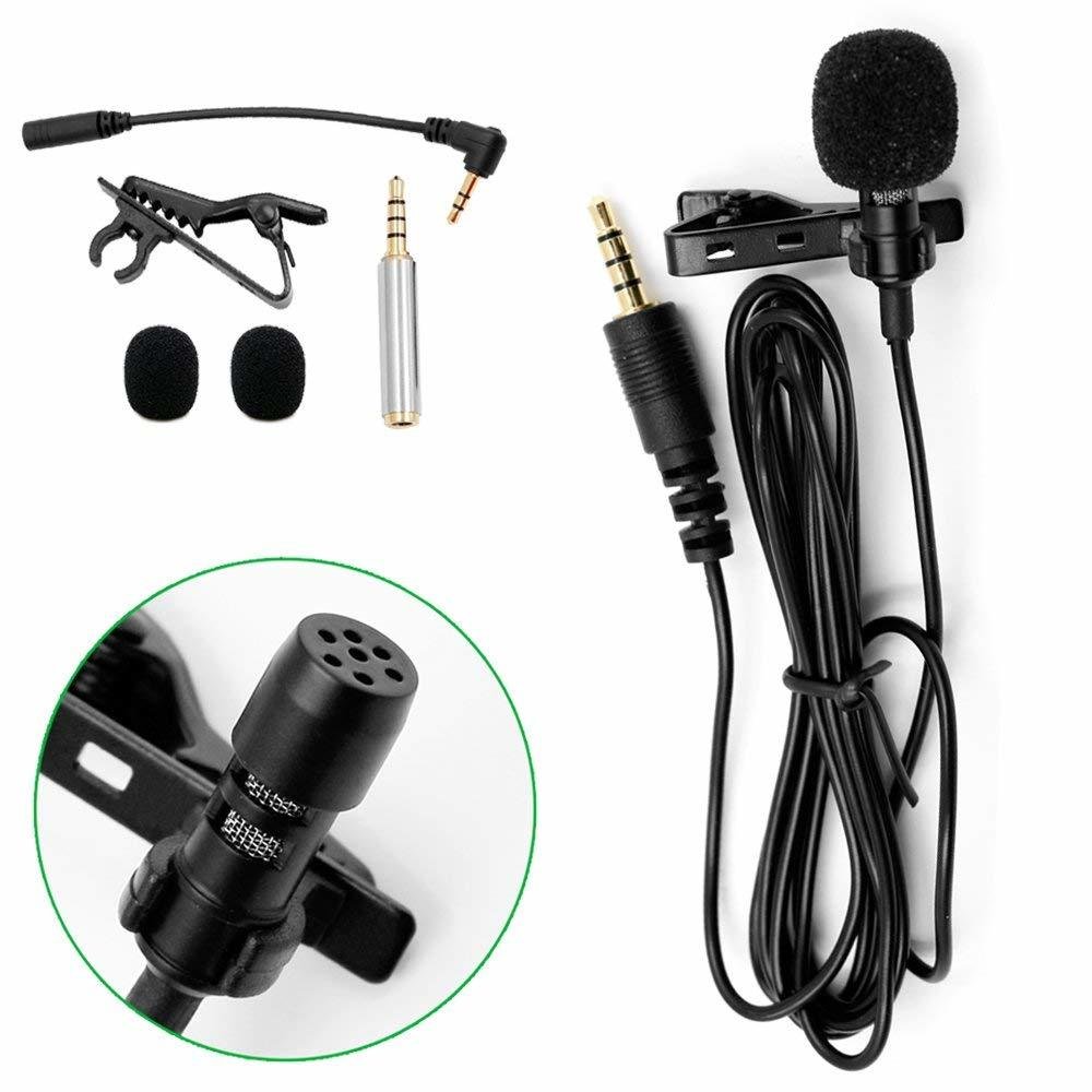 Professional Lavalier Microphone Clip-on Omnidirectional Condenser Mic for DSLR, iPhone, iPad, MacBook, Android Smartphones, Laptop and PC