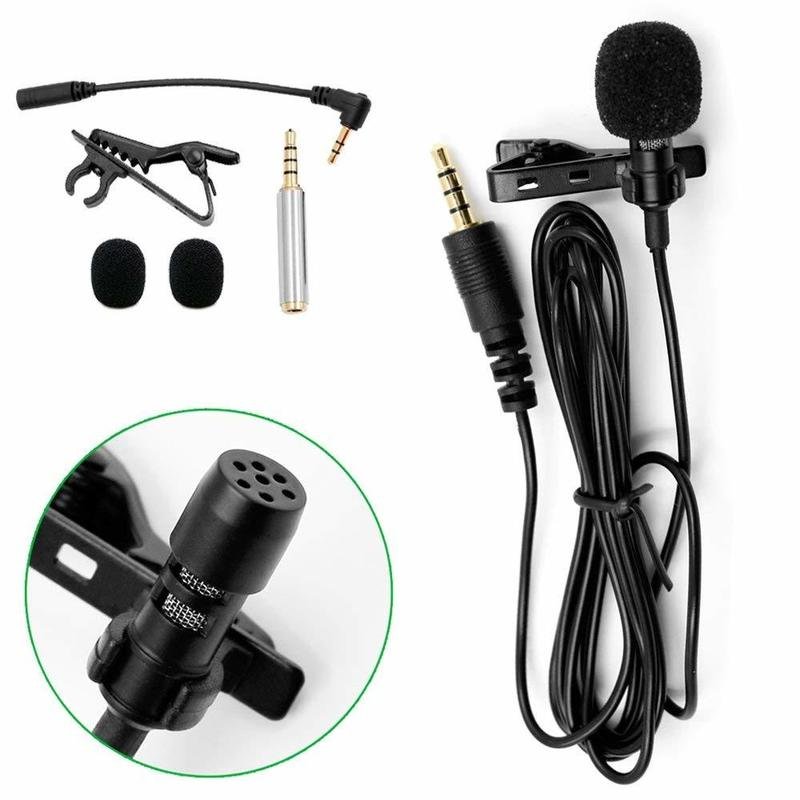 Professional Lavalier Microphone Clip-on Omnidirectional Condenser Mic for DSLR, iPhone, iPad, MacBook, Android Smartphones, Laptop and PC