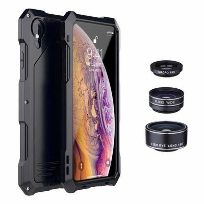 iPhone Xs Max Case Heavy Duty with Built-in Screen Full Body Protective waterproof Shockproof Drop proof Cover 3 in 1 [198° Fisheye ][15X Macro][ Wide Angle] clip on camera l for iPhone Xs Max (Black)