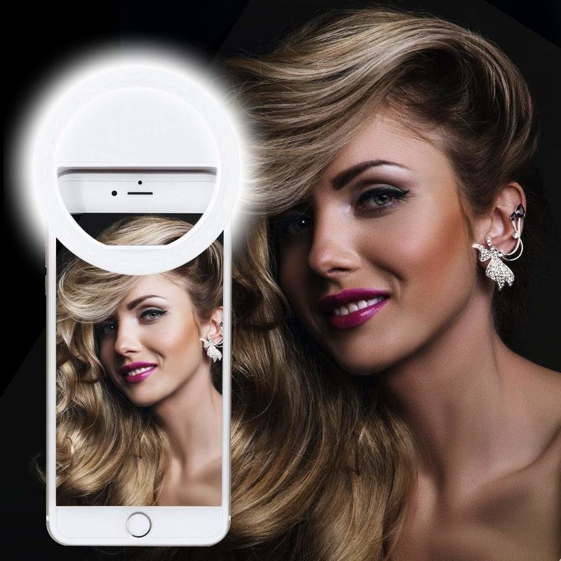 ​Selfie Anillo de luz, recargable y portátil Clip-On selfie Luz de relleno con 36 LED para iPhone/Android Teléfono