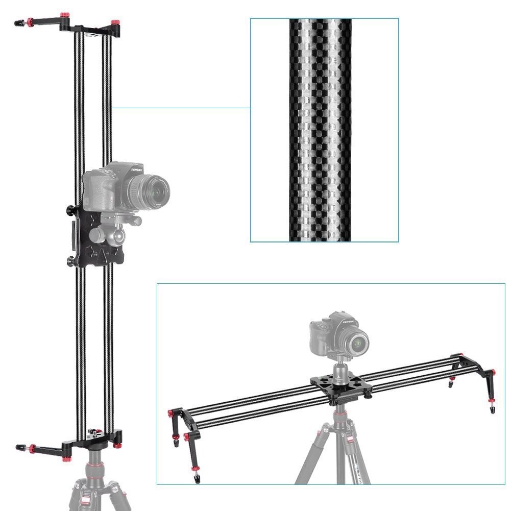 Neewer® 100 cm Carbon Fiber Camera Track Dolly Slider Rail System with 17.5lbs/8kg Load Capacity for Stabilizing Movie Film Video Making Photography DSLR Camera