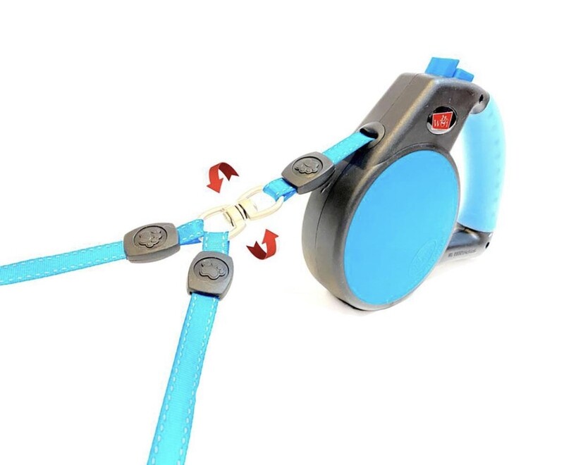 Wigzi Dual Doggie Retractable Dog Leash with Coupler and Gel Handle