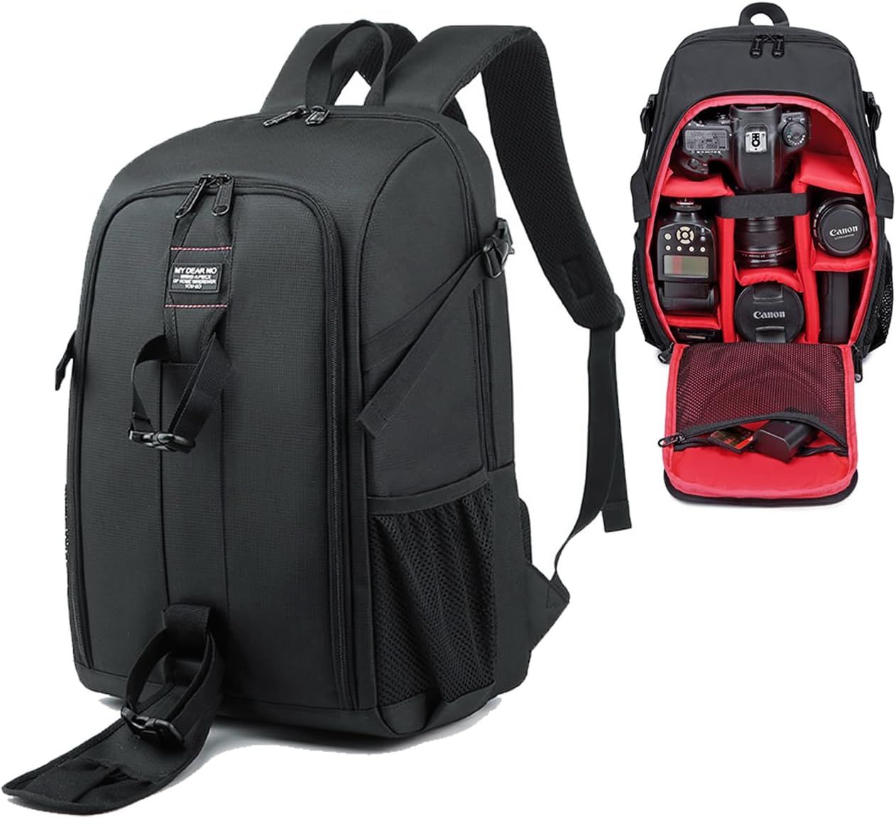 Mochila impermeable para cámara réflex digital, sin espejo, compatible con cámaras Sony, Canon, Nikon y accesorios para lentes