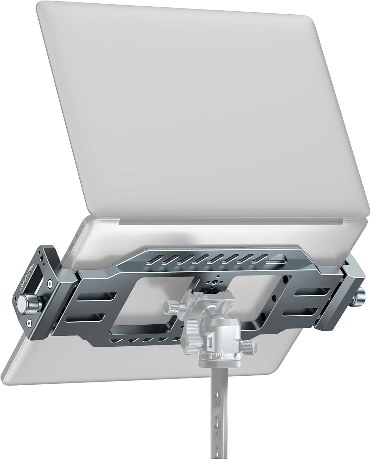 Soporte de trípode para laptop con orificios para tornillos de 1/4 pulgadas y 3/8 pulgadas, placa Arca Suiza, almohadilla de goma para sujeción segura de laptop, funciona con cabezal de trípode