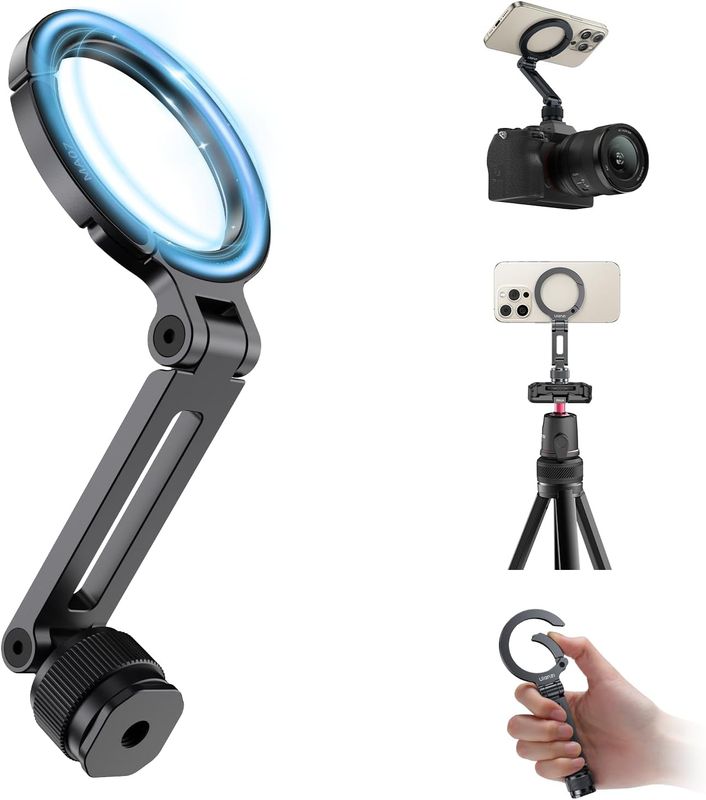 ULANZI MA07 Soporte magnético de trípode para teléfono con Magsafe, soporte de cámara para teléfono de aluminio con tornillo de 1/4", trípode magnético con zapata fría para cámara ULANZI MA07 Soporte magnético de trípode para teléfono con Magsafe, soporte de cámara para teléfono de aluminio con tornillo de 1/4", trípode magnético con zapata fría para cámara