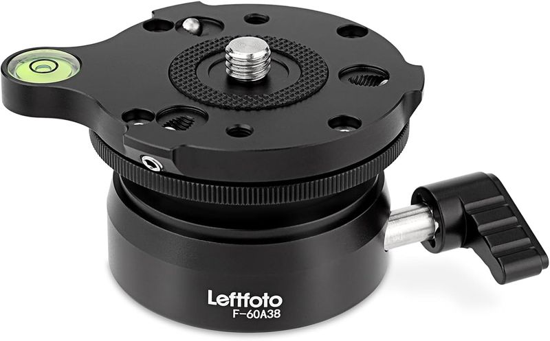 Leftfoto Placa base niveladora de trípode de precisión con rotación de 360° e inclinación +/- 15° compatible con videocámaras DSLR y monopiés soporta hasta 22.0 lbs/22 libras Leftfoto Placa base niveladora de trípode de precisión con rotación de 360° e inclinación +/- 15° compatible con videocámaras DSLR y monopiés soporta hasta 22.0 lbs/22 libras