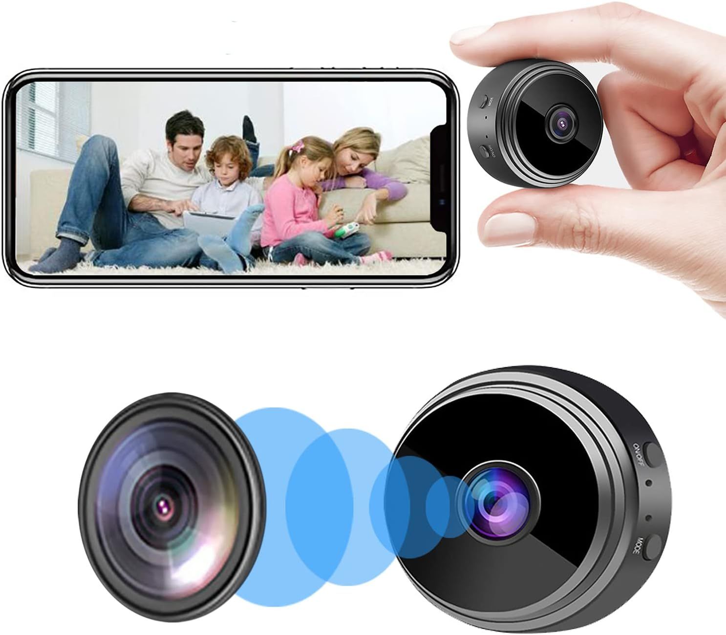 Cámara pequeña para espiar WiF Cámara oculta Mini cámara espía Casa de seguridad para el hogar Grabación de video Vista remota Control de aplicación de teléfono