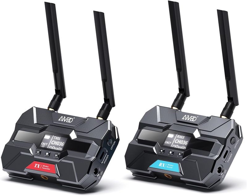 Transmisor y receptor de video inalámbrico con pantalla OLED, 1080P 60FPS, 5.8GHz, rango de 1000 pies de latencia de 0.06s, canal inteligente, hasta 4 receptores y sistema inalámbrico HDMI de bucle pa