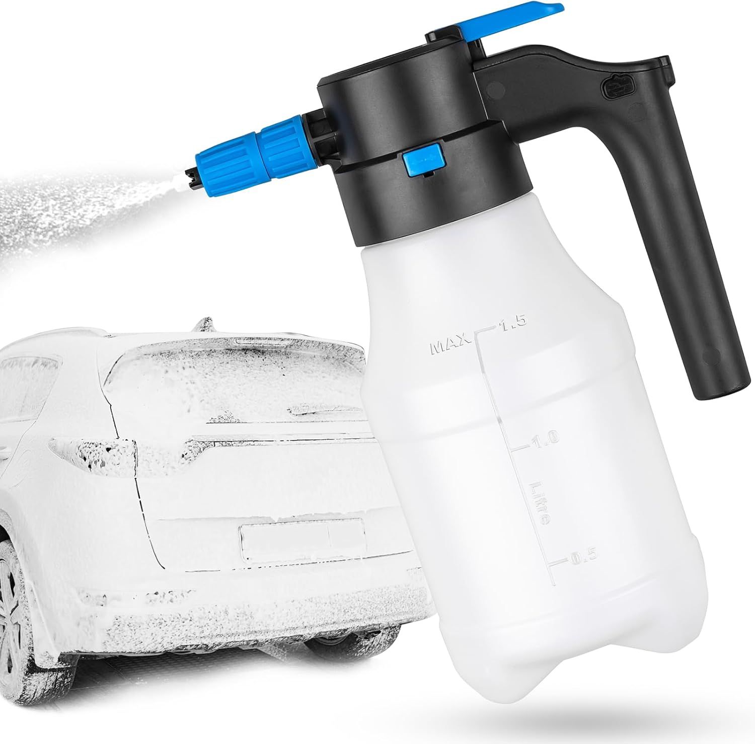 Pulverizador eléctrico de espuma para automóvil de 1.5 L, pulverizador de espuma para lavado de autos con USB recargable, presión automática de mano para lavado de automóviles