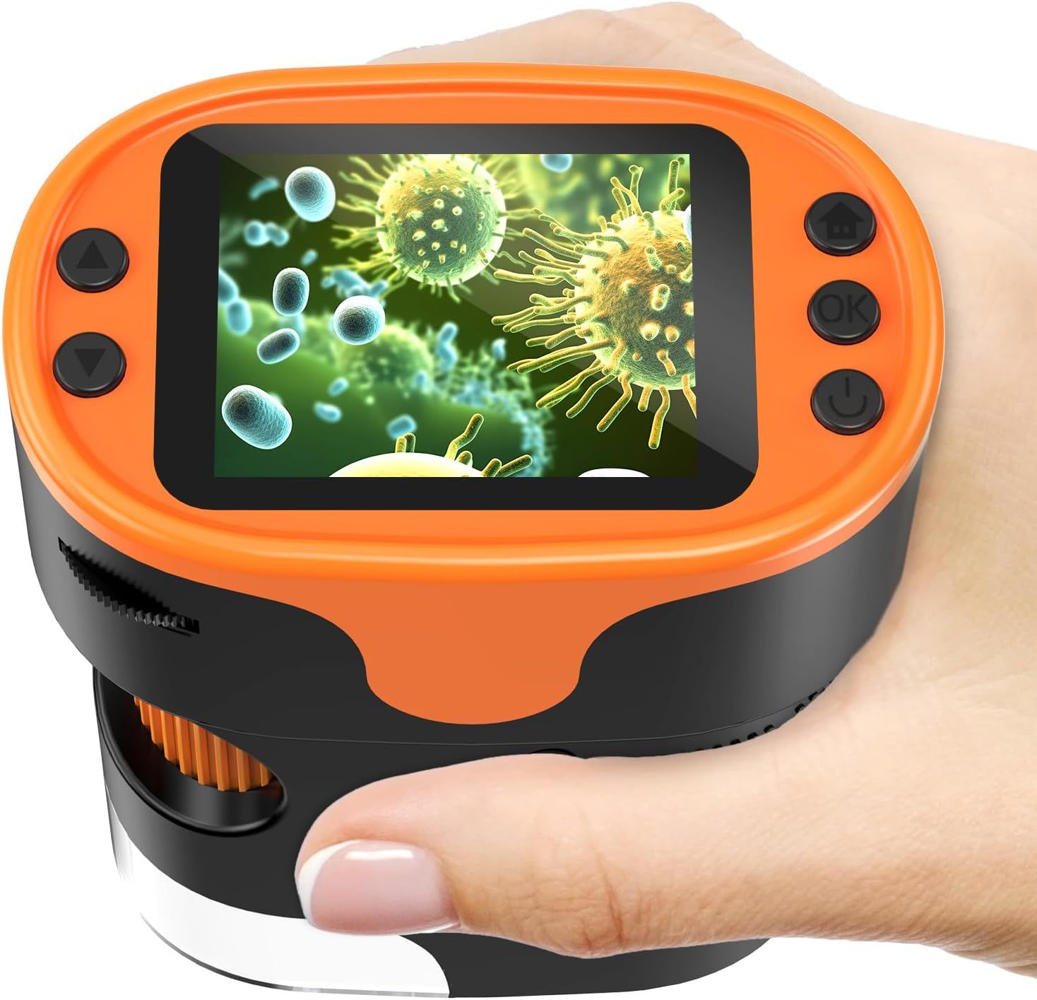 Microscopio de mano 1000X para niños, pantalla 4K de 2.0 pulgadas, recargable