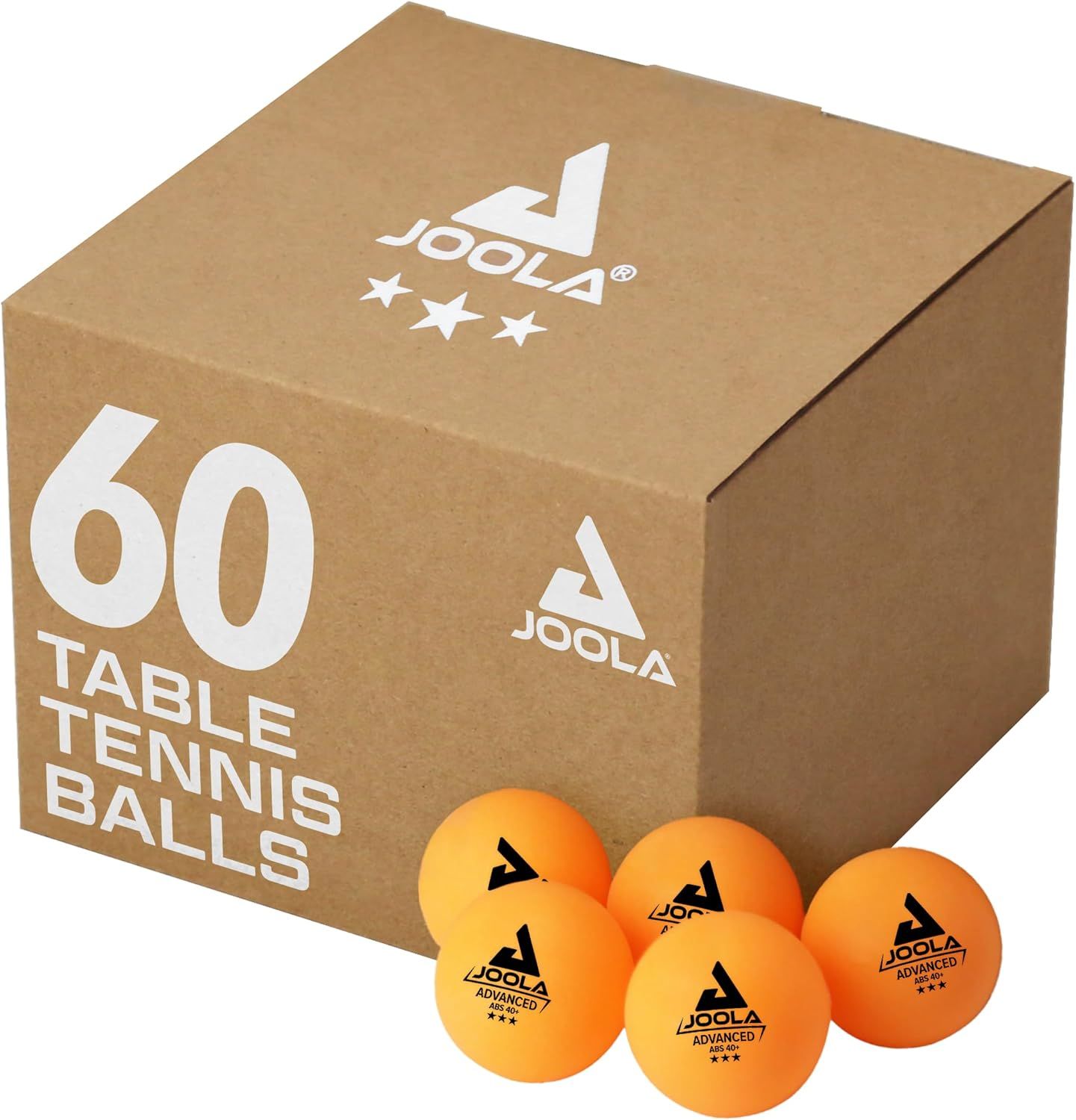 JOOLA Training 3 Star - Pelotas de tenis de mesa paquete de 60 unidades – Pelotas de ping pong a granel reglamentarias de 1.58+ pulgadas (40+mm)