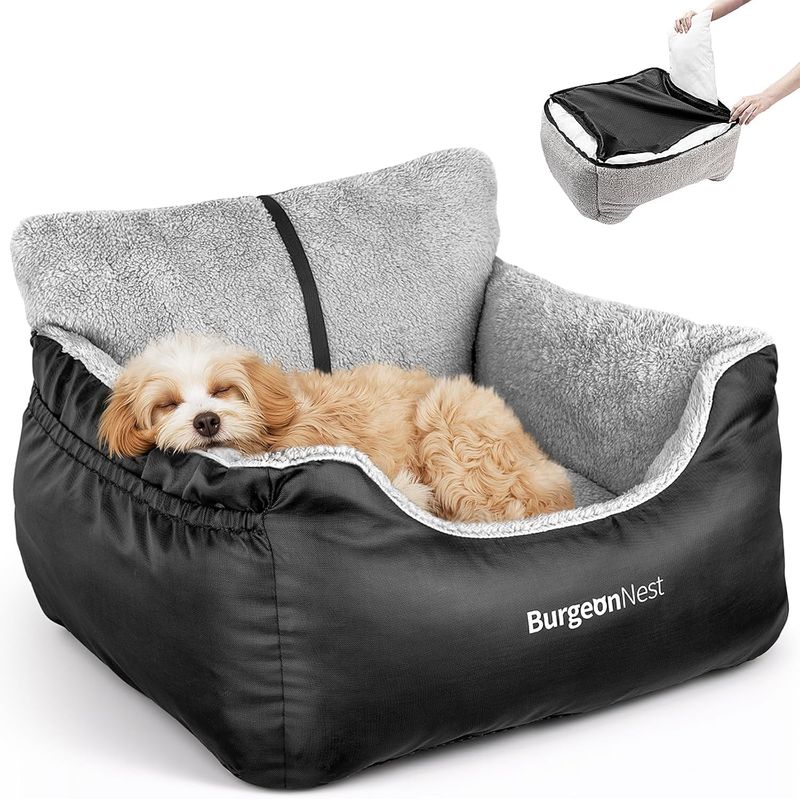 Asiento de automóvil para perros pequeños, cama suave para viajes en auto y hogar para mascotas de menos de 25 libras, totalmente desmontable y lavable, asiento elevador para perros