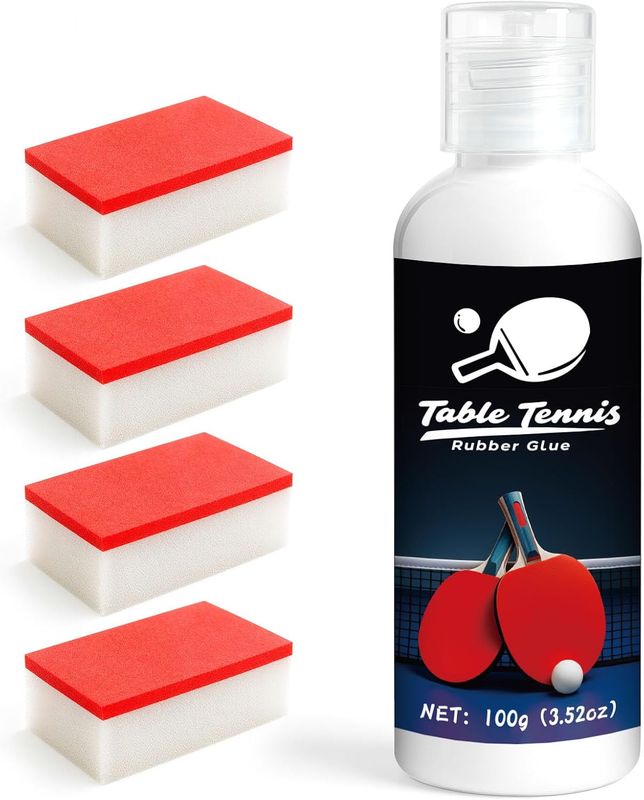 Table Tennis Glue, Perfect for Assembling Table Tennis Ping Pong Paddle, Comes with 4 Sponges to Easily Replace Table Tennis Rubber