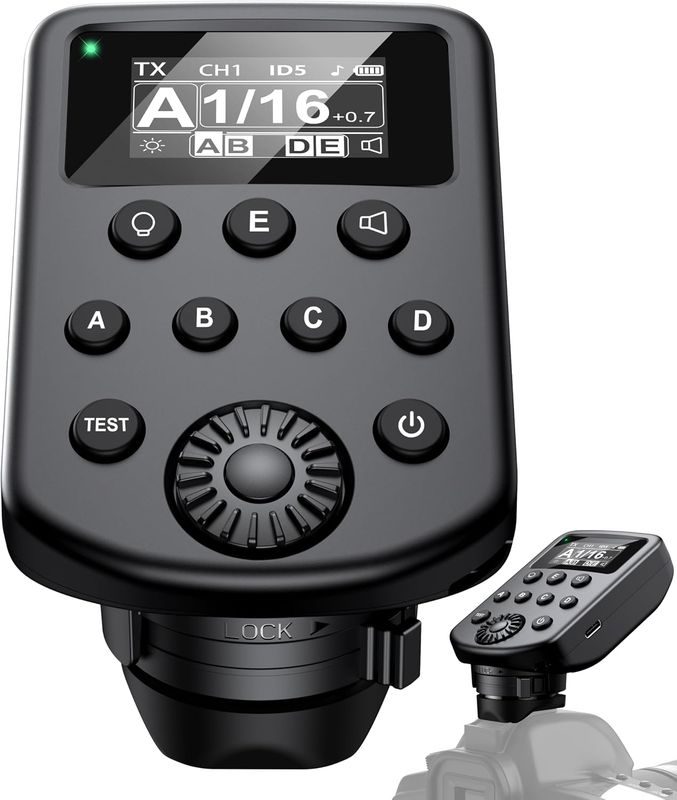 Transceptor de disparador de flash inalámbrico para Godox y flashpoint; control de 5 grupos, 32 canales, transmisor de flash OLED para Canon para Sony, para Nikon, para cámaras Fujifilm Transceptor de disparador de flash inalámbrico para Godox y flashpoint; control de 5 grupos, 32 canales, transmisor de flash OLED para Canon para Sony, para Nikon, para cámaras Fujifilm