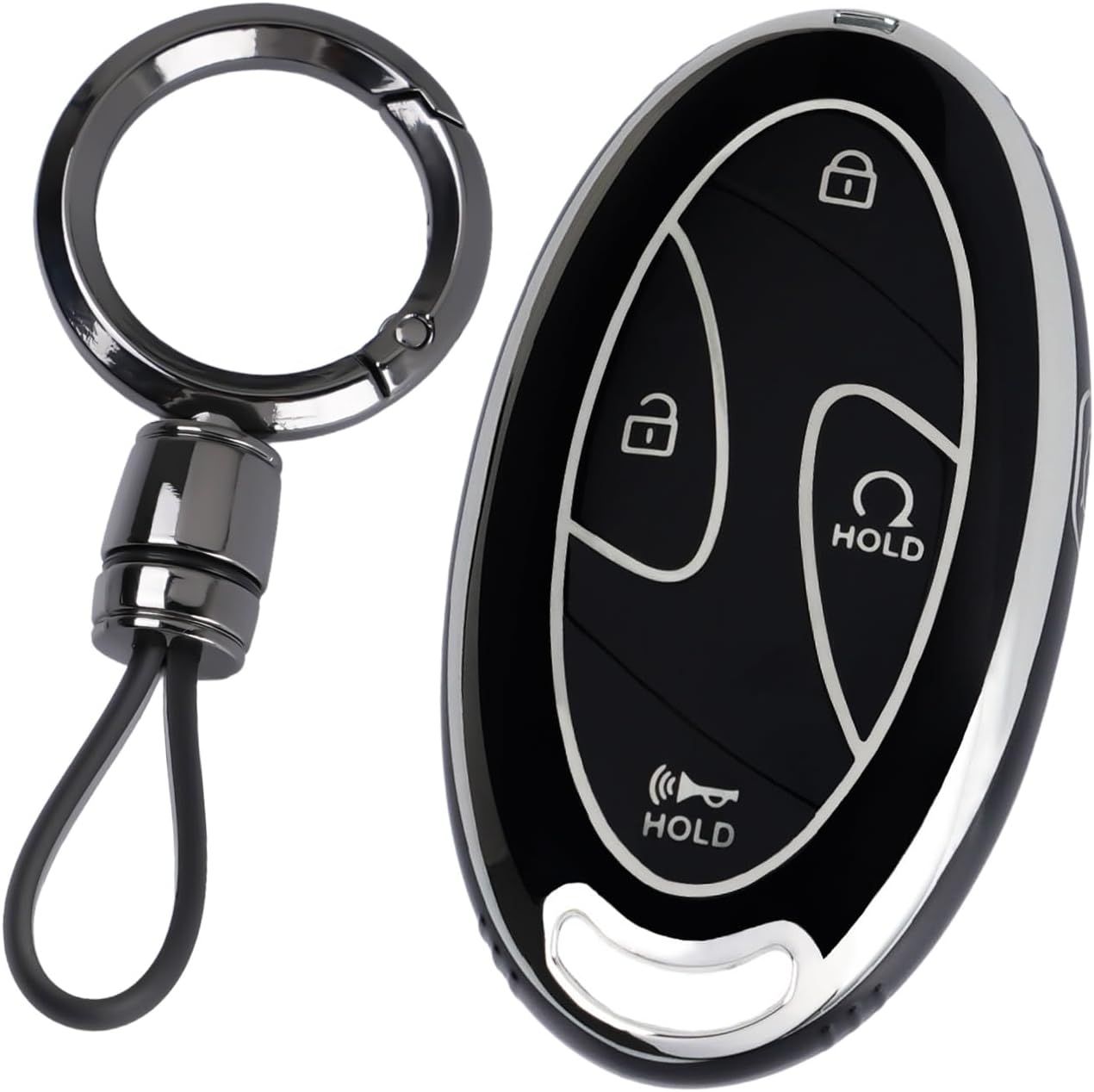 WJS Funda para llavero de automóvil, compatible con Hyundai Tucson Elantra Santa Fe Kona Sonata IONIQ 6 Grandeur GN7 2023-2026 (negro)