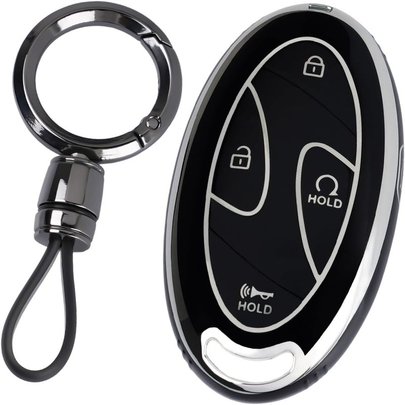 WJS Funda para llavero de automóvil, compatible con Hyundai Tucson Elantra Santa Fe Kona Sonata IONIQ 6 Grandeur GN7 2023-2026 (negro)