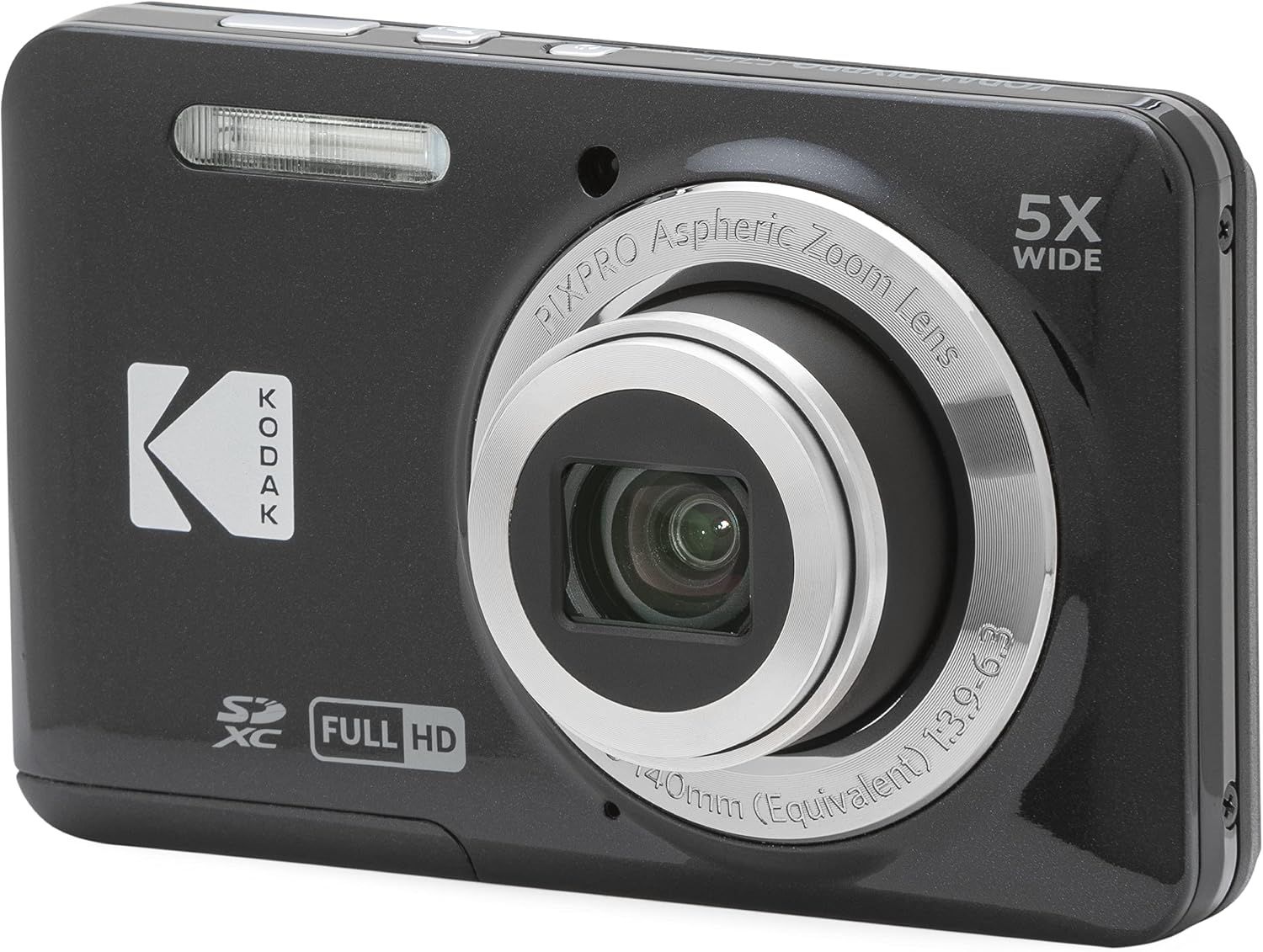 KODAK PIXPRO FZ55 - Cámara digital compacta de 16 MP, zoom óptico 5X Video Full HD de 1080p, lente gran angular de 1.102 in, LCD de 2.7 pulgadas, apunta y dispara, cámara de vlogging