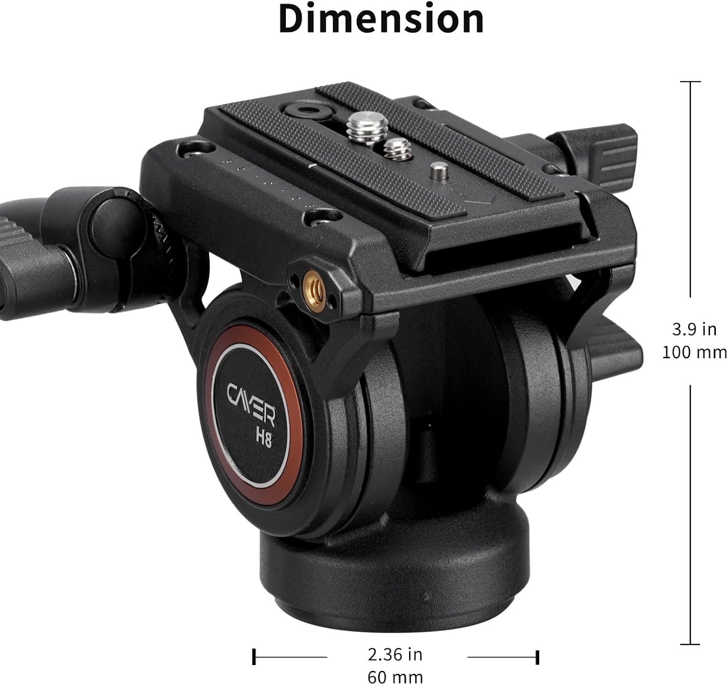 Cabezal fluido del trípode H8, carga de la cabeza video de la base de Carcasa de metal, mango ajustable para pan, movimiento fluido suave, soporte compatible con doble modo, para videocámara