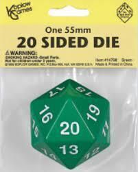 Koplow 20 Sided Die 55mm Green