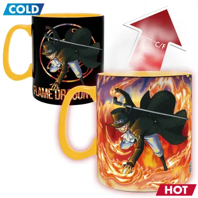 One Piece Color Changing Mug Luffy Red Hawk &amp; Flame Dragon King