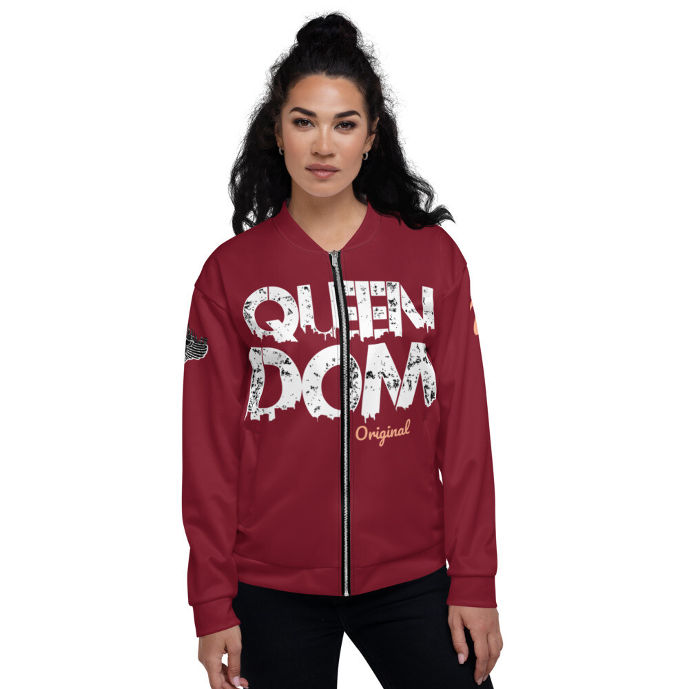 QD Original Womens Maroon Bomber Jacket, Size: XS