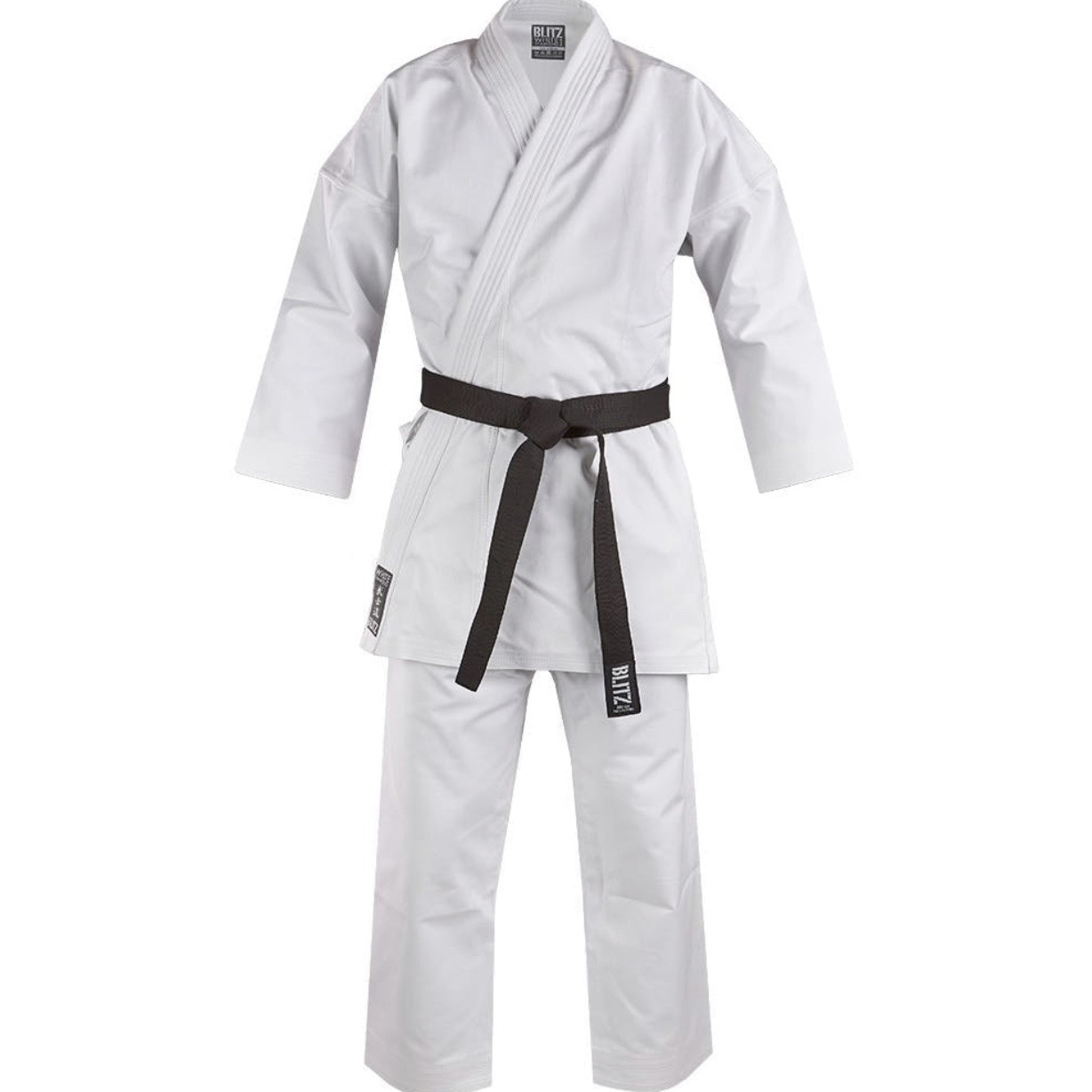 Karate Gi Black w/ Ryu Te Embroidery White Belt Sz 5/180 100% Cotton 8 Oz Weight 