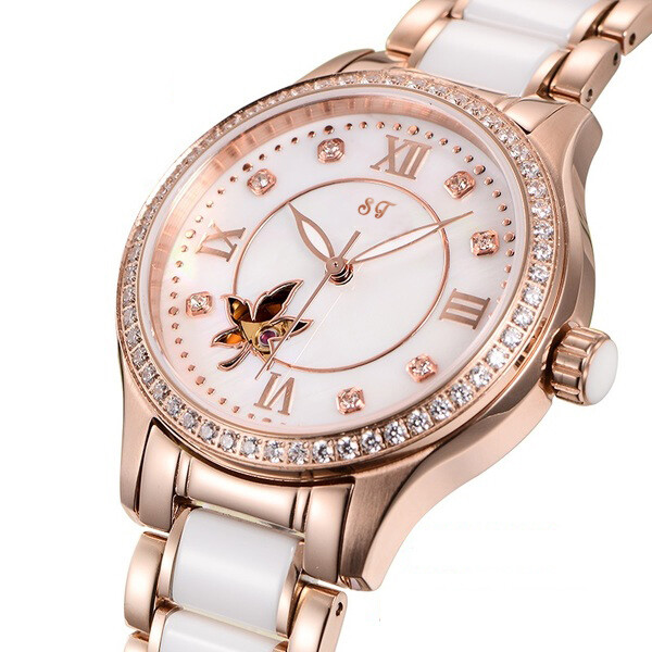 Rose Gold White Ceramic Automatic Lady watch