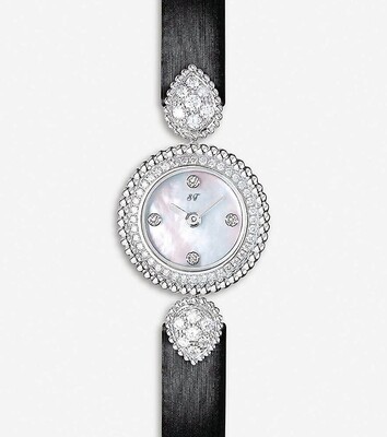 Ladies Black strap delicate Moissanite Watch