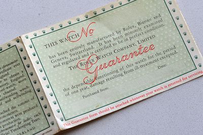 Rolex Guarantee warranty 50s