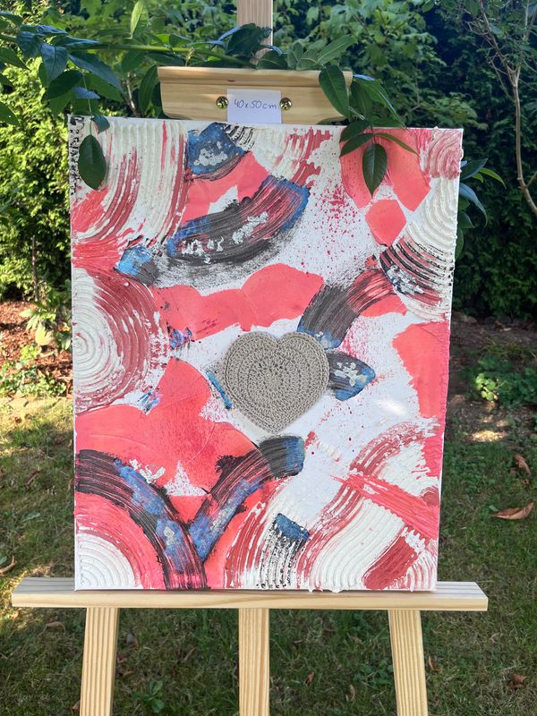 Acrylbild Leinwand 50x40cm Herz Champagner