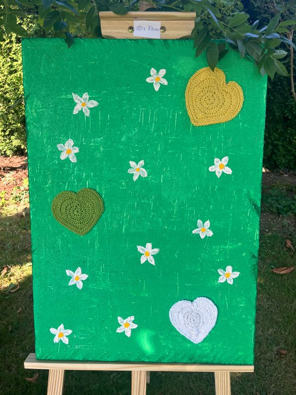 Acrylbild Leinwand 70x50cm Blumenwiese Gänseblümchen