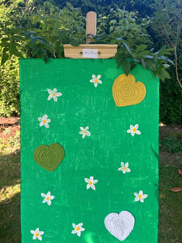 Acrylbild Leinwand 70x50cm Blumenwiese Gänseblümchen