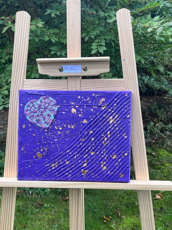 Acrylbild Leinwand 24x30cm Lila Violett Herz Mehrfarbig