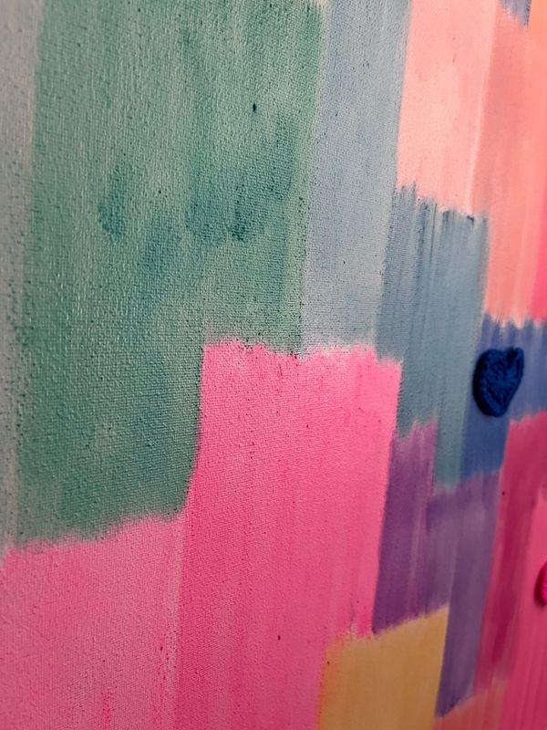 Kreidemalerei 70x50cm Bunt Mini-Herzen Mosaik