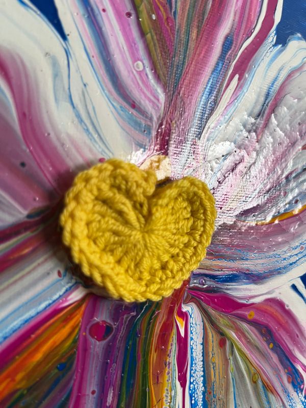 Acrylbild 40x30cm Pouring Blüte Mehrfarbig Bunt