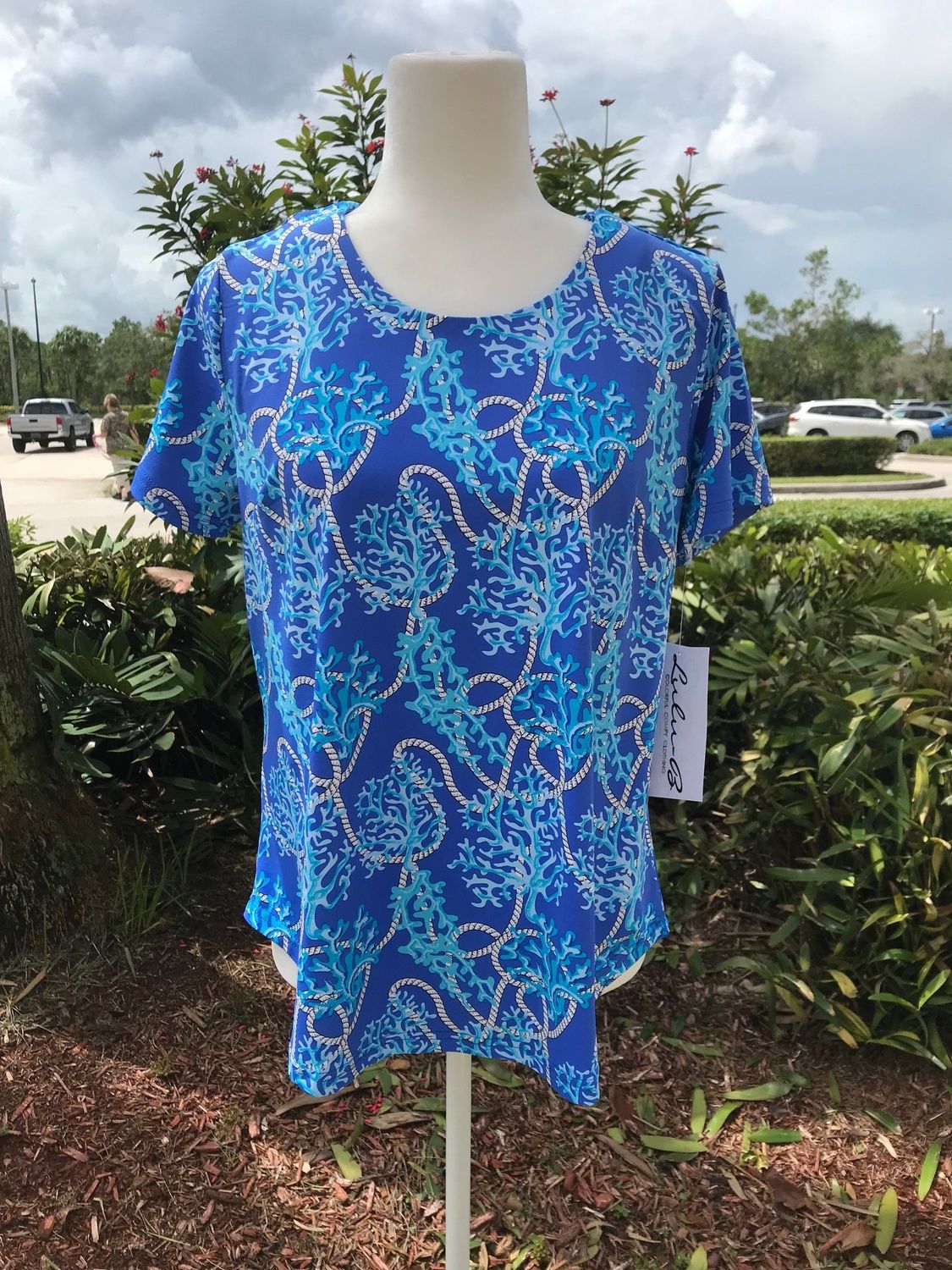 SHORT SLEEVE TOP BLUE ROPE DESIGN UPF50