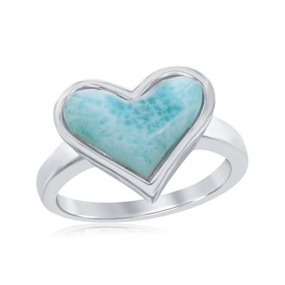 HEART LARIMAR RING SIZE 7 STERLING SILVER